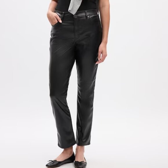 Gap Vintage Slim High Rise Vegan Leather Pants -- Black -- 18/34 - Picture 1 of 7